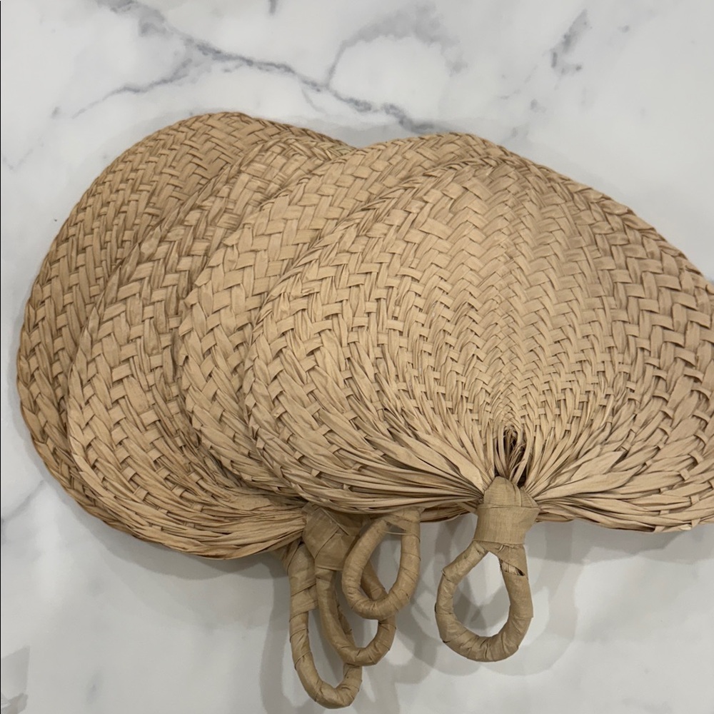 New Handwoven Straw Fans. Size medium.